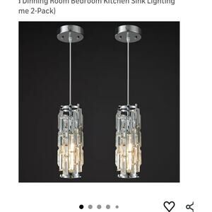 LMQNINE Pendant Lights Modern Chrome Light Mini 2 Crystal Chandelier Pendant